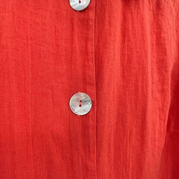 Fridaze Orange Linen Redefined 3/4 Sleeve Button Up Shirt Jacket Small - Picture 3 of 8